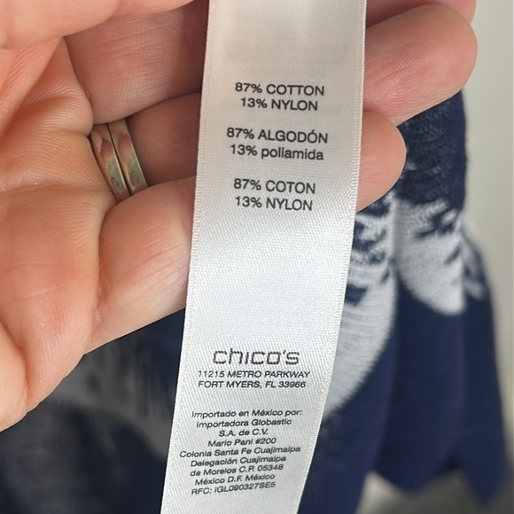 NWT CHICO’S Static Wave Kadie Cardi Jacket Midnight Blue White Size 0 Small - Picture 10 of 14